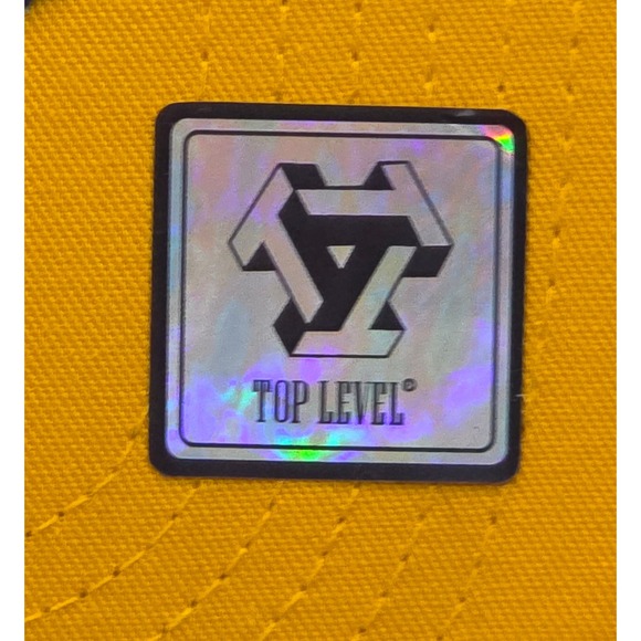 Top‎ Level Happy Snapback Hat Blue Yellow Sparkly Grill Hip Hop Baseball Cap NWT - Picture 13 of 13